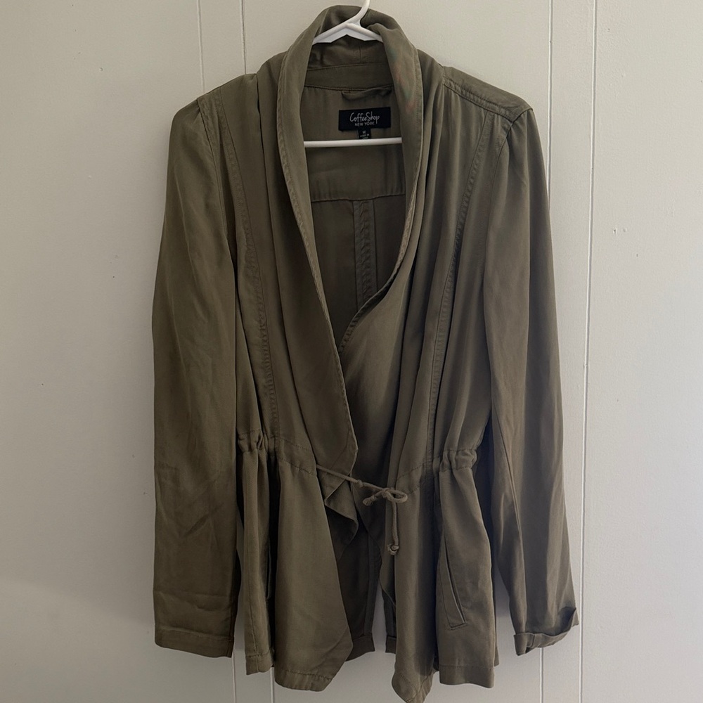 CoffeeShop olive Utility Jacket with Drawstring Waist